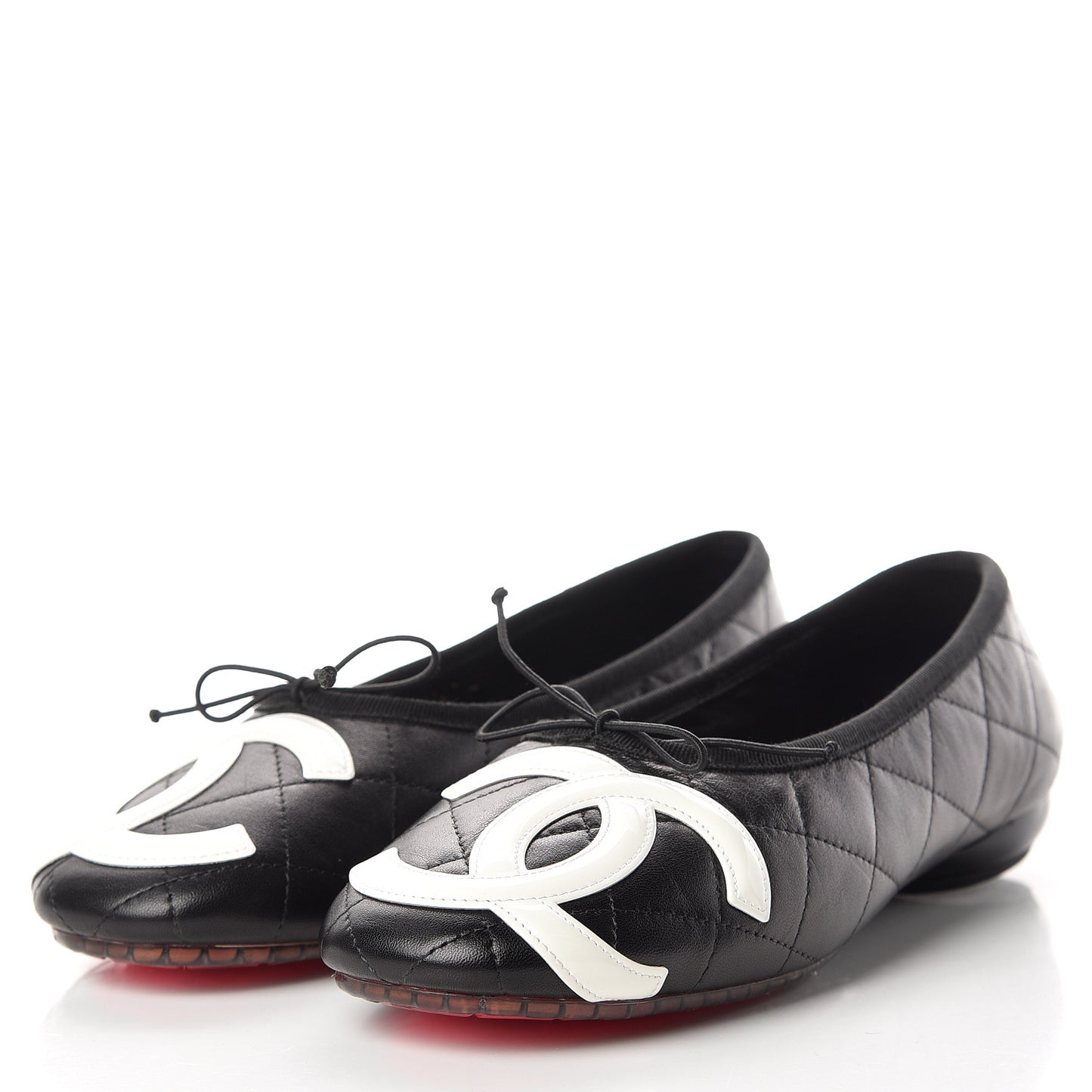 Lambskin Cambon Quilted Ballerina Flats 38 Black