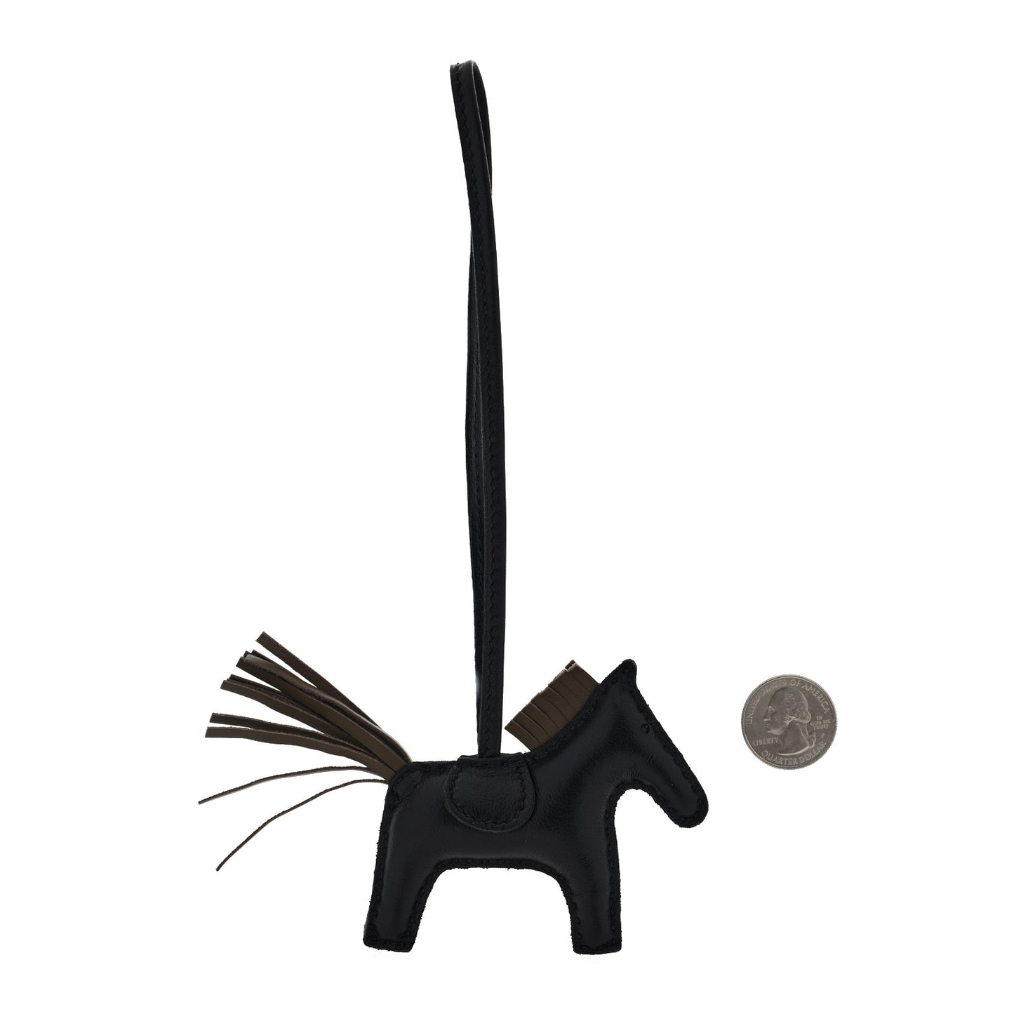 Milo Lambskin Grigri Rodeo Horse Bag Charm PM Black Etoupe