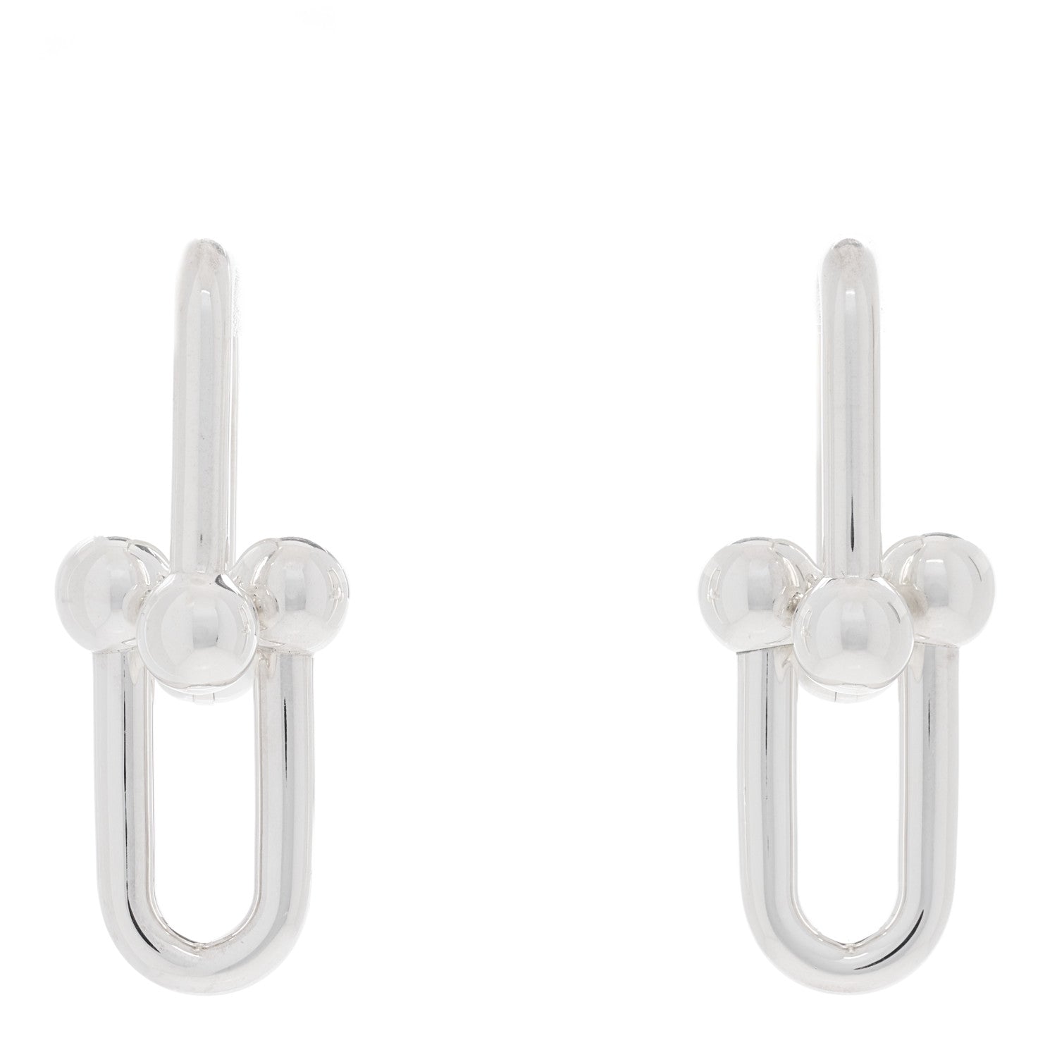 Tiffany Sterling Silver Extra Large HardWear Link Earrings 1 of 5