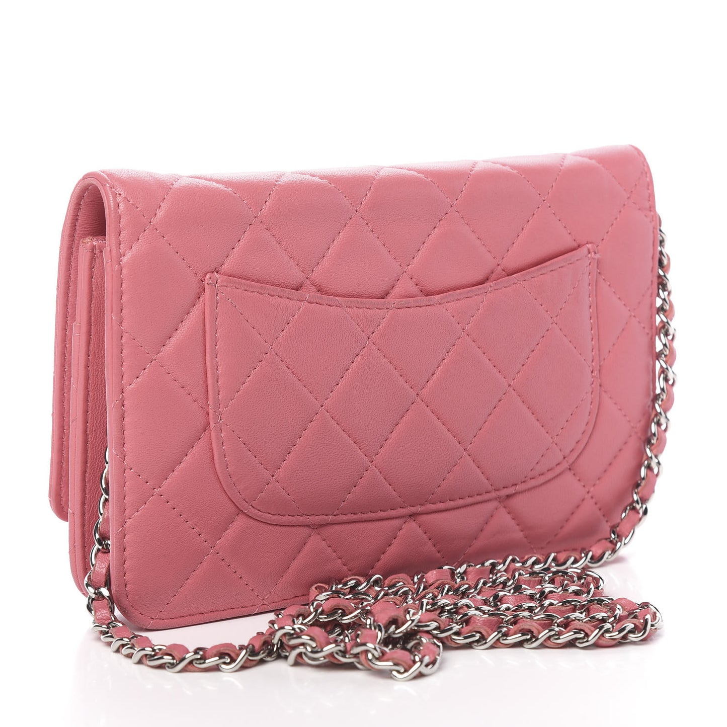 Lambskin Quilted Wallet On Chain WOC Pink