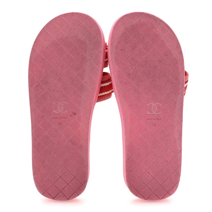 Chanel Fabric Rubber Coco Slides 38 Red 6 of 11