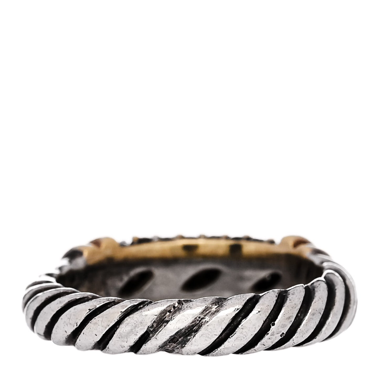 Sterling Silver 18K Yellow Gold Diamond 8mm Metro Cable Ring 45 3.5