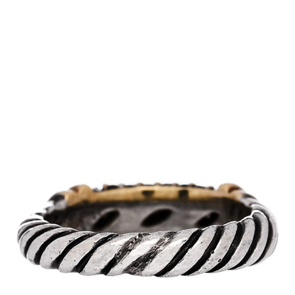 David Yurman Sterling Silver 18K Yellow Gold Diamond 8mm Metro Cable Ring 45 3.5 3 of 4