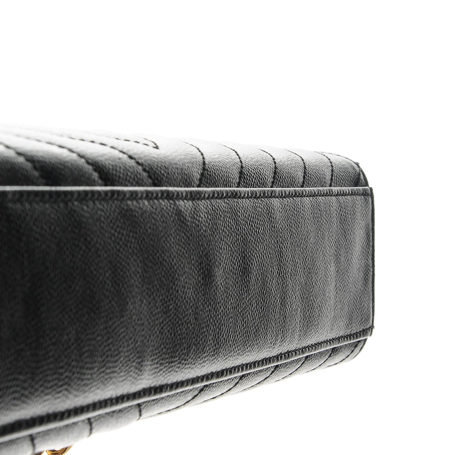 Grain De Poudre Matelasse Chevron Large Monogram Satchel Black