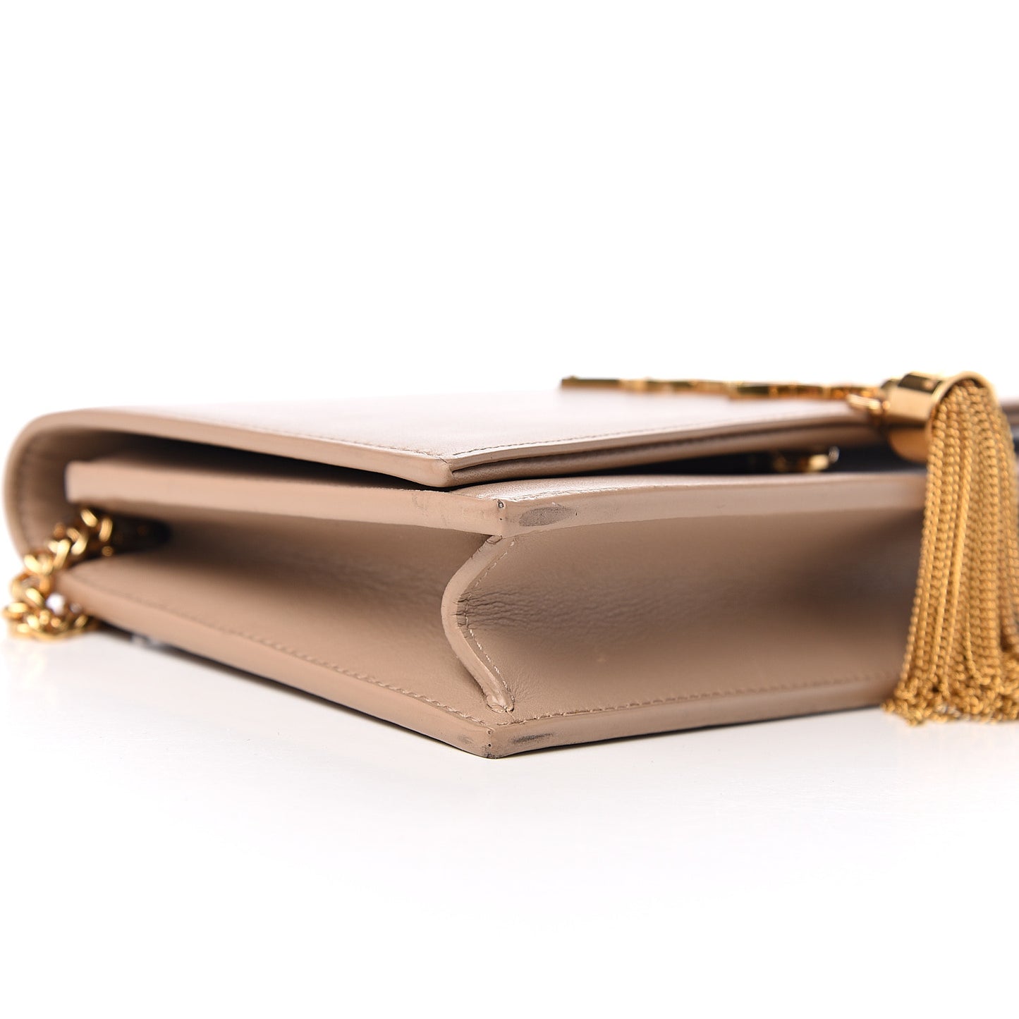 Smooth Calfskin Classic Monogram Kate Tassel Chain Wallet Nude Powder