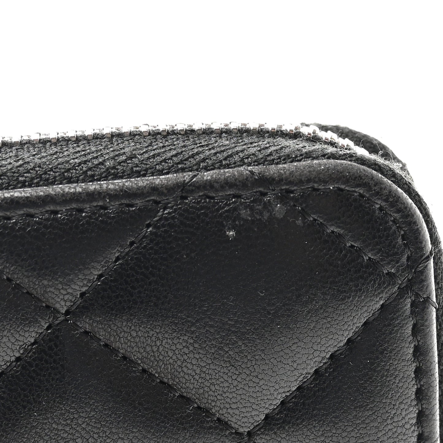 Lambskin Quilted Medium Zip Around Wallet Black