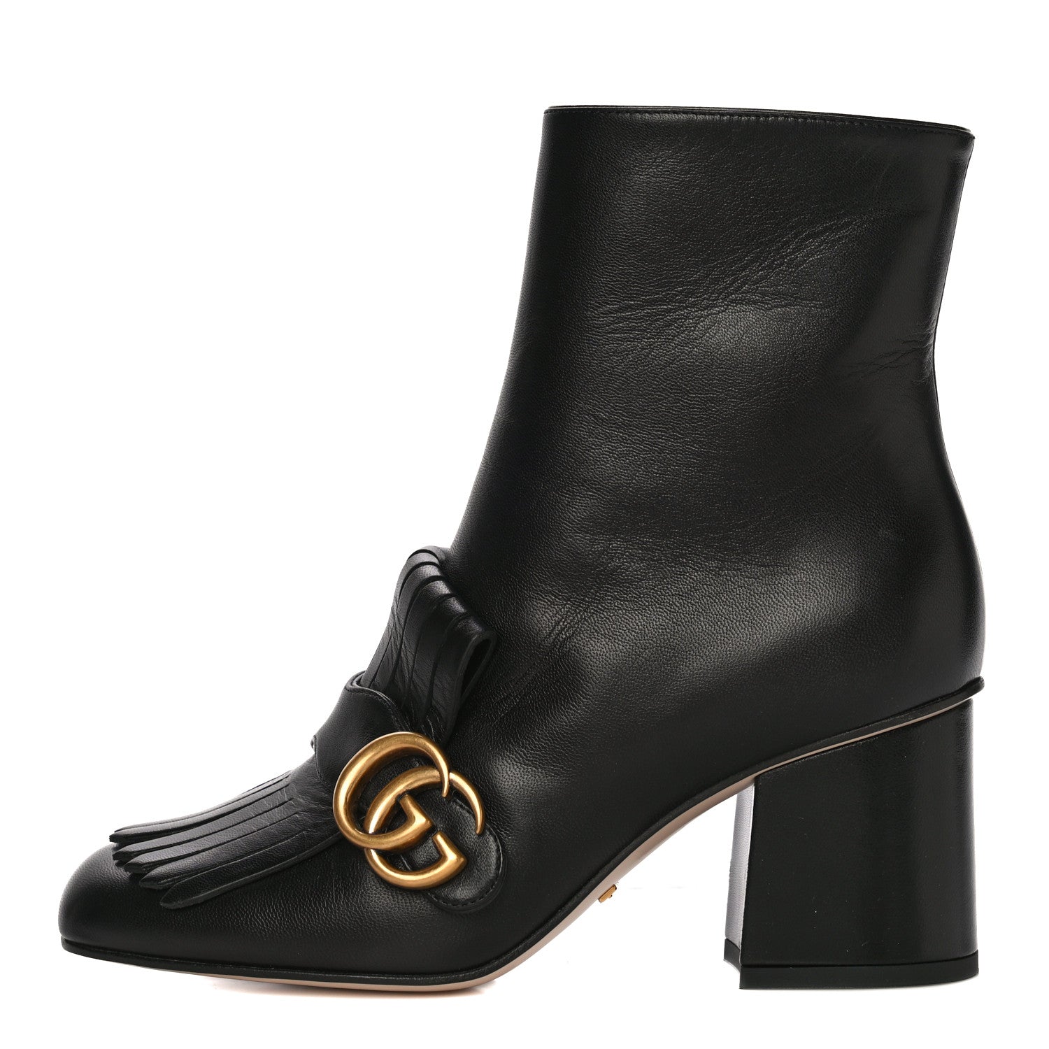 Gucci Malaga Kid GG Marmont Fringe 75mm Ankle Boots 36.5 Black 1 of 23