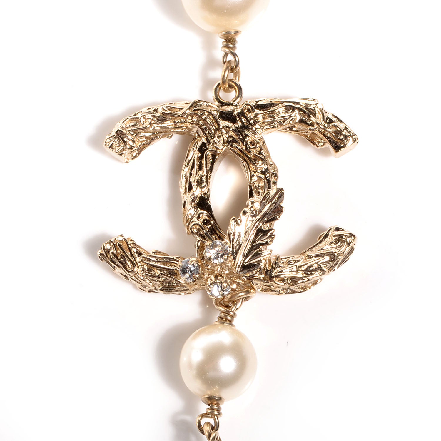 Chanel Beaded Pearl CC Long Strand Necklace Blue Red Gold 3 of 5