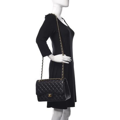 Chanel Lambskin Quilted Jumbo Double Flap Black 2 of 11