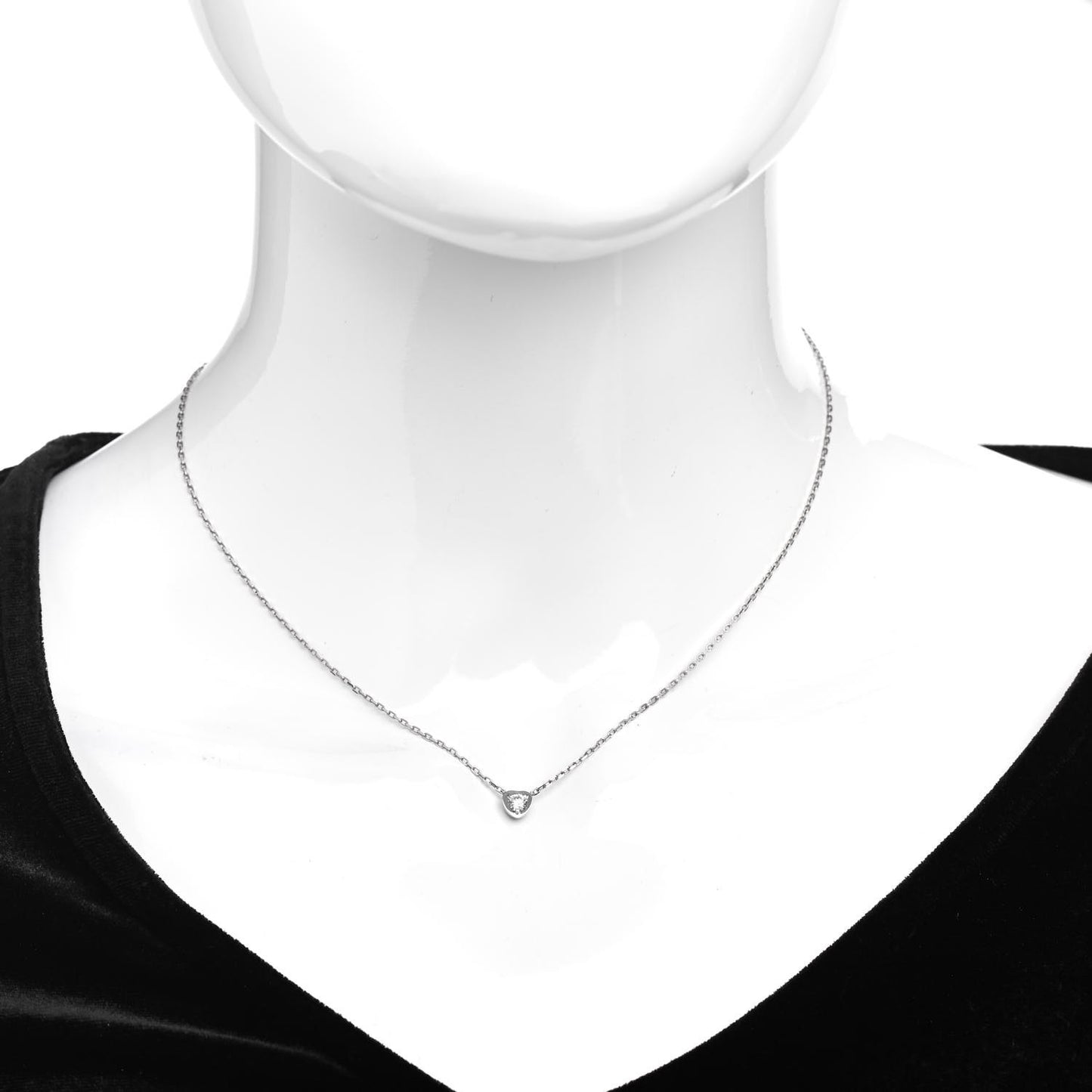 18K White Gold Diamond D'Amour Heart Pendant Necklace