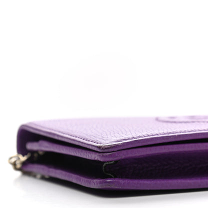 Gucci Pebbled Calfskin Soho Wallet on Chain Shine Purple 8 of 10