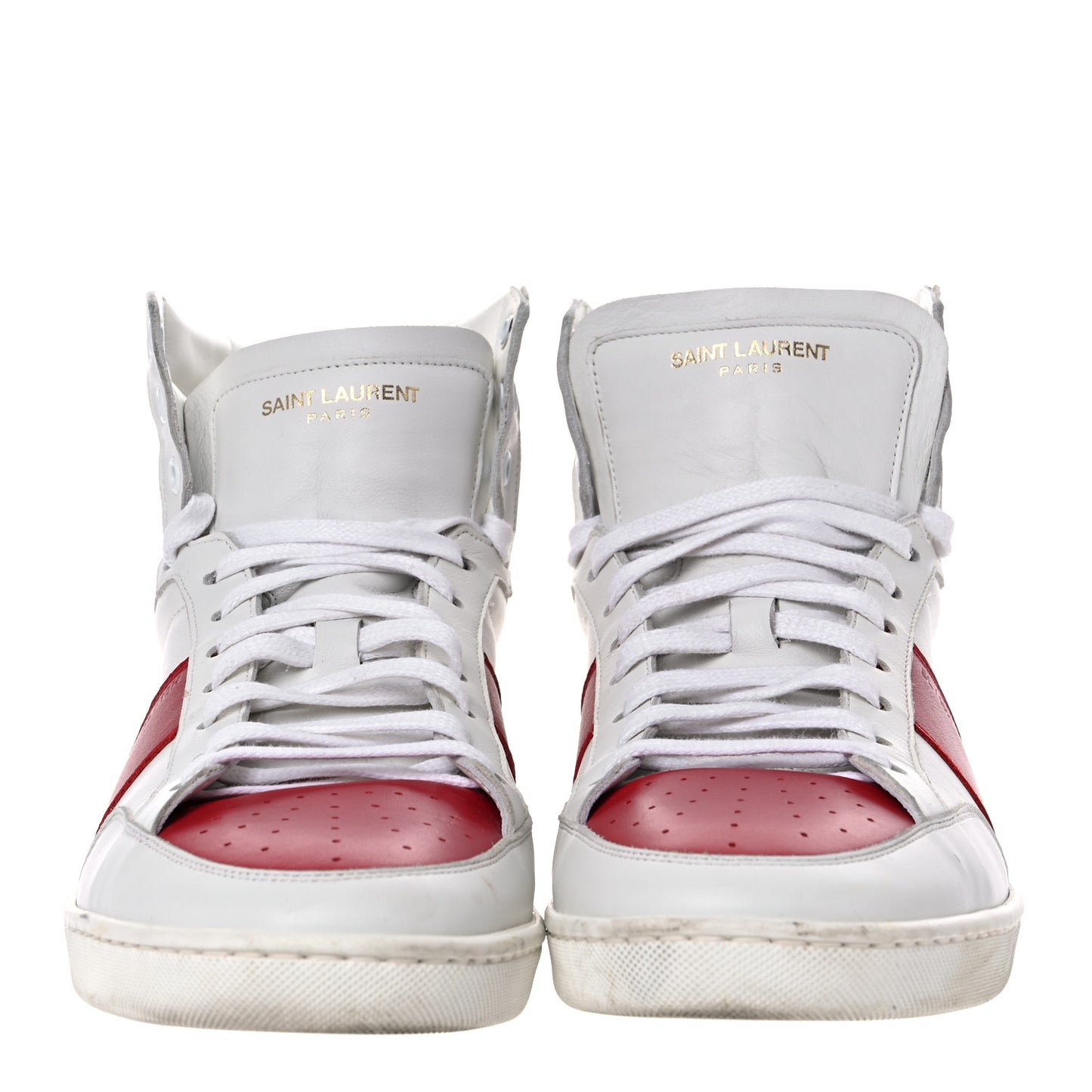 Calfskin Court Classic SL/10H High Top Sneakers 43 White Red