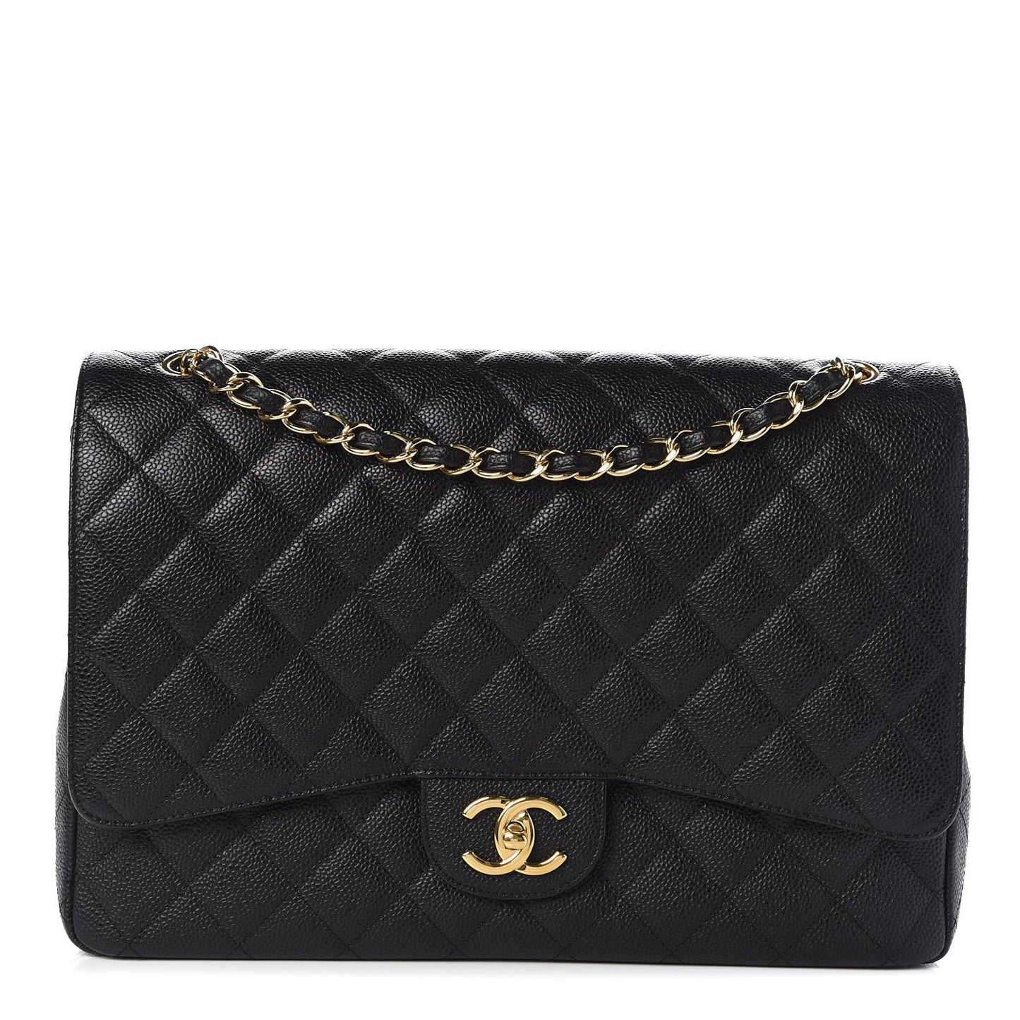 Caviar Quilted Maxi Double Flap Black