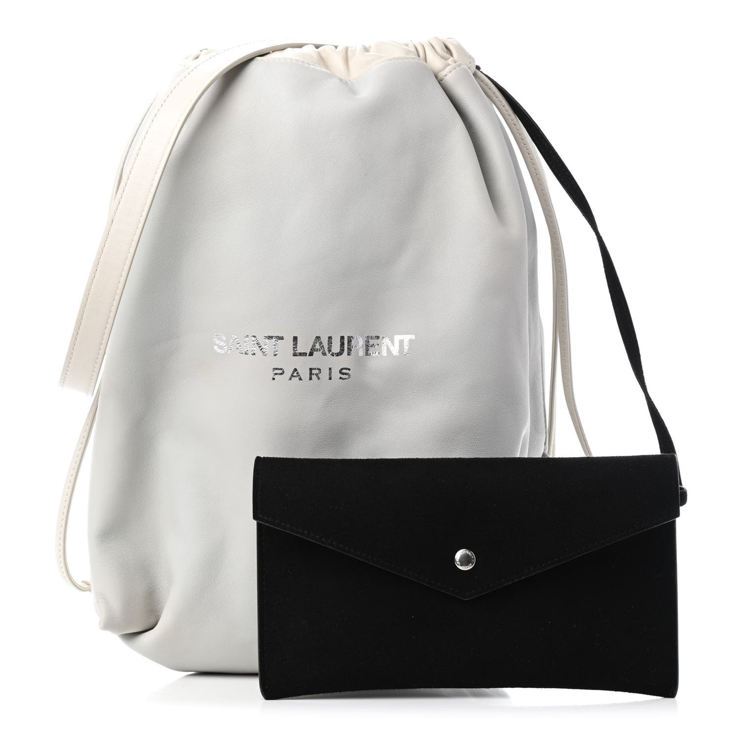Lambskin Teddy Drawstring Bag White