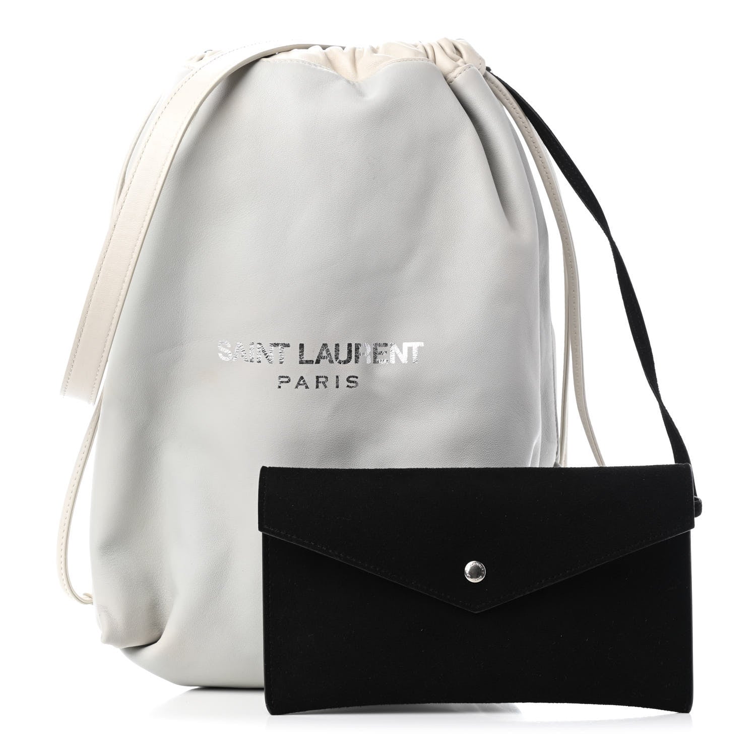 Saint Laurent Lambskin Teddy Drawstring Bag White 1 of 4