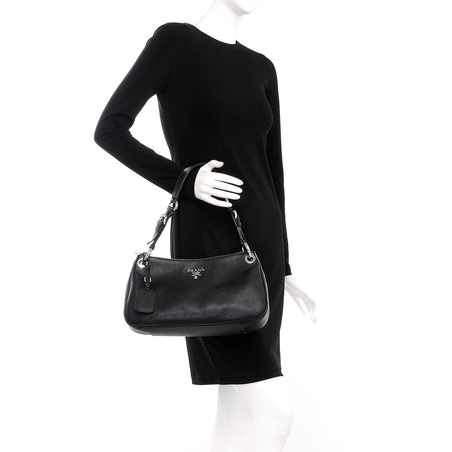 Prada Vitello Phenix Shoulder Bag Nero Black 2 of 8