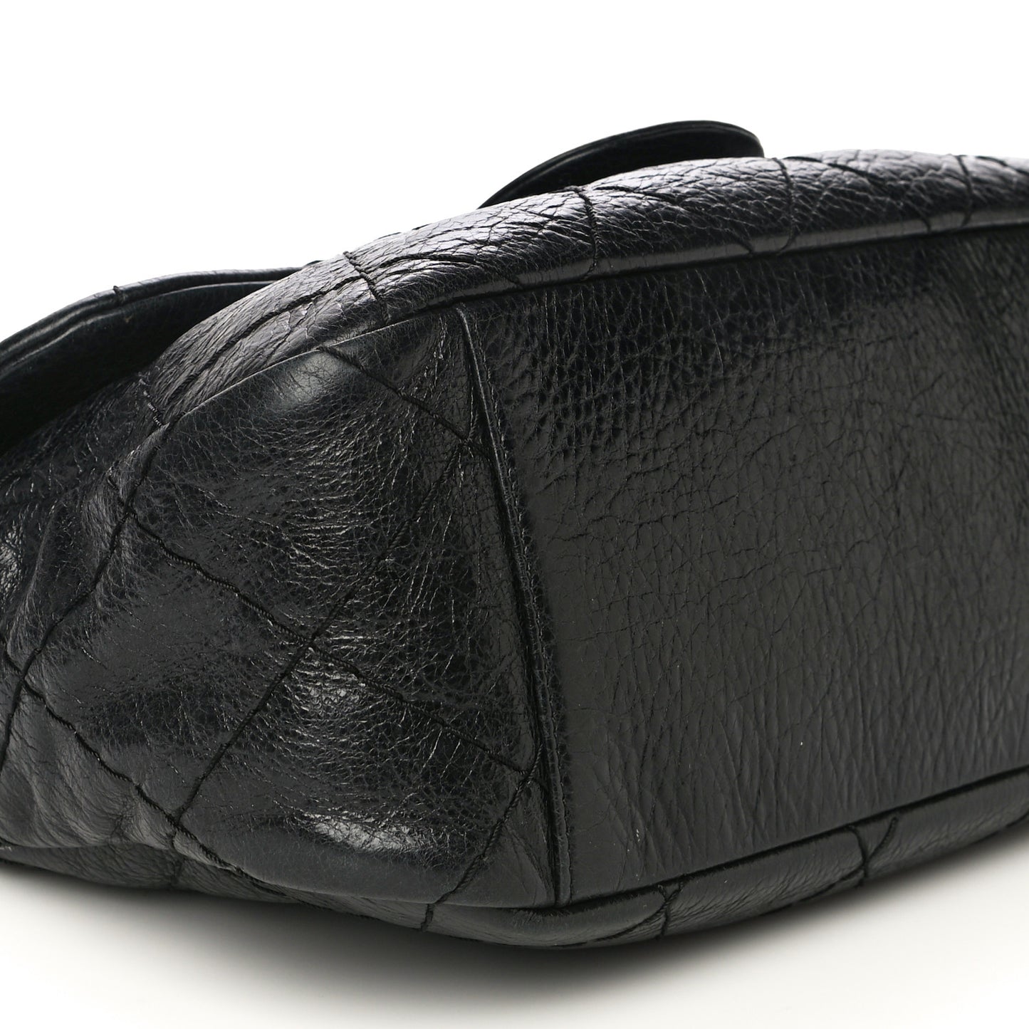 Glazed Calfskin Stitched On The Road Flap Black