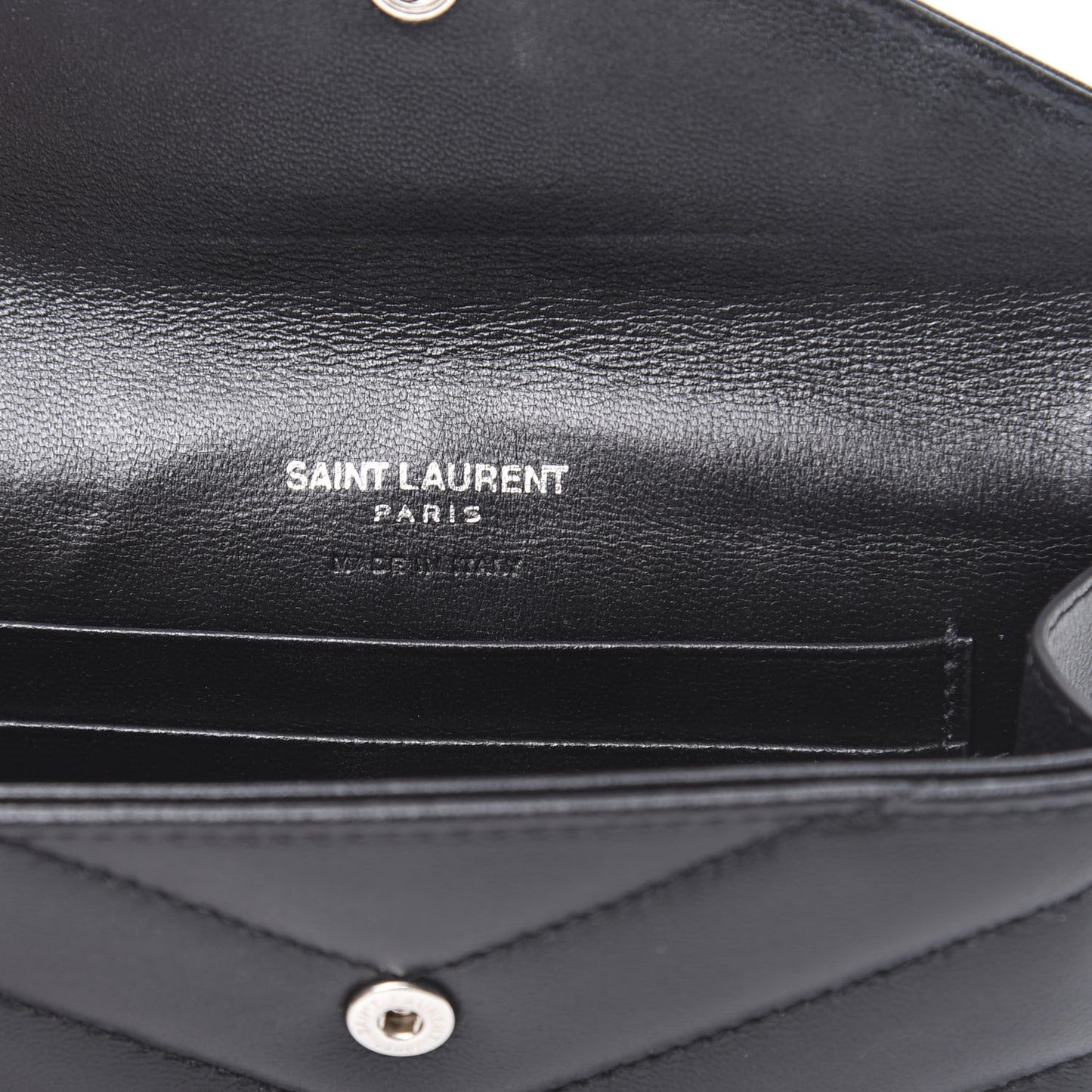Lambskin Y Quilted Monogram Small Loulou Envelope Wallet Black