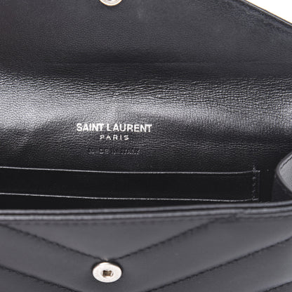 Saint Laurent Lambskin Y Quilted Monogram Small Loulou Envelope Wallet Black 6 of 8
