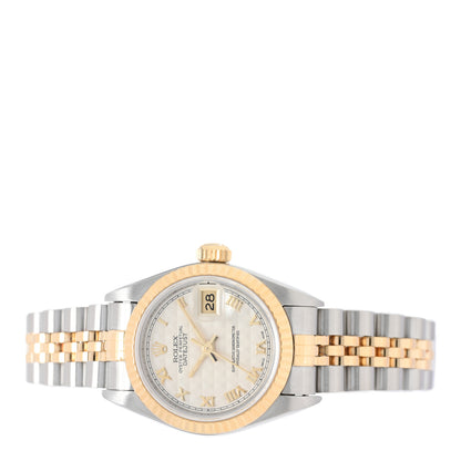 Rolex Stainless Steel 18K Yellow Gold 26mm Oyster Perpetual Datejust Watch White Pyramid Roman 79173 2 of 4