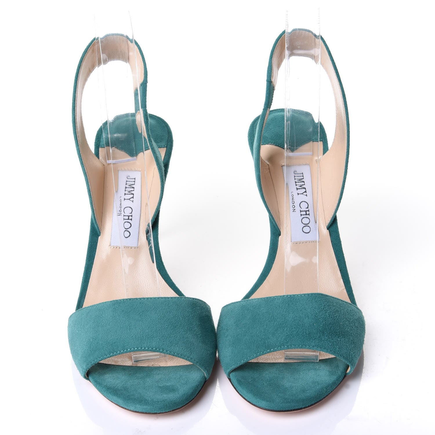 Jimmy Choo Suede Peep Toe Sandals 39.5 Emerald 5 of 9