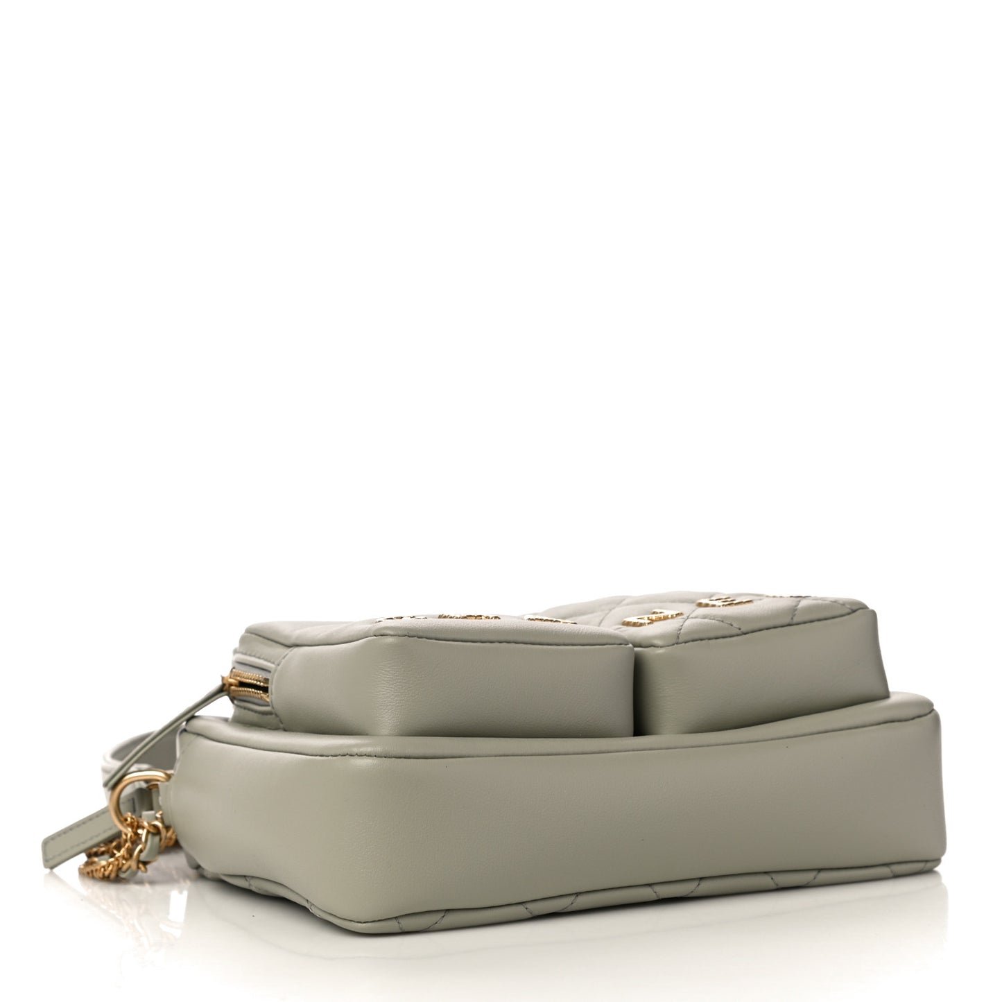 Calfskin Quilted Small Camera Case Grey