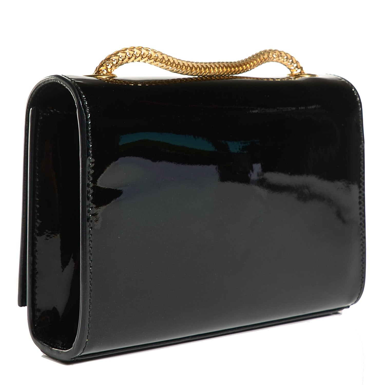 Saint Laurent Patent Small Classic Monogram Kate Tassel Satchel Black 3 of 9