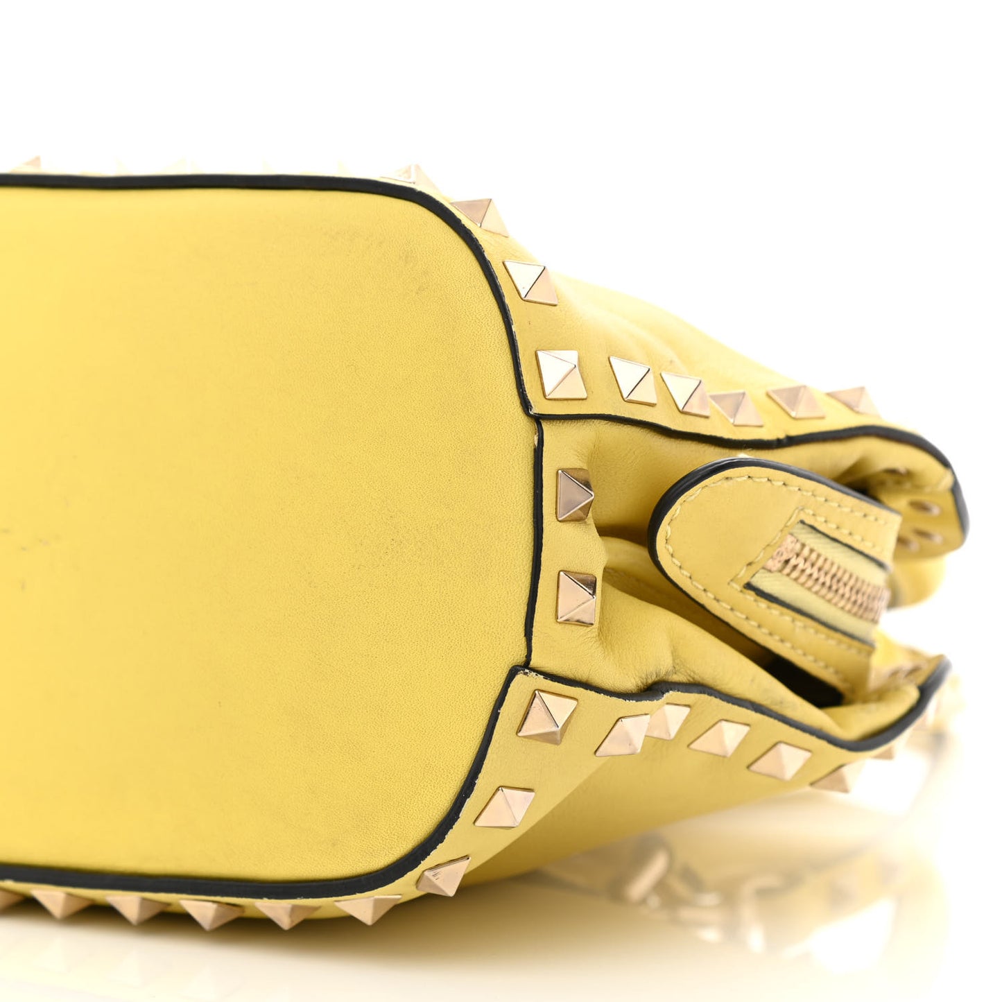 Vitello Rockstud Double Top Handle Satchel Naples Yellow