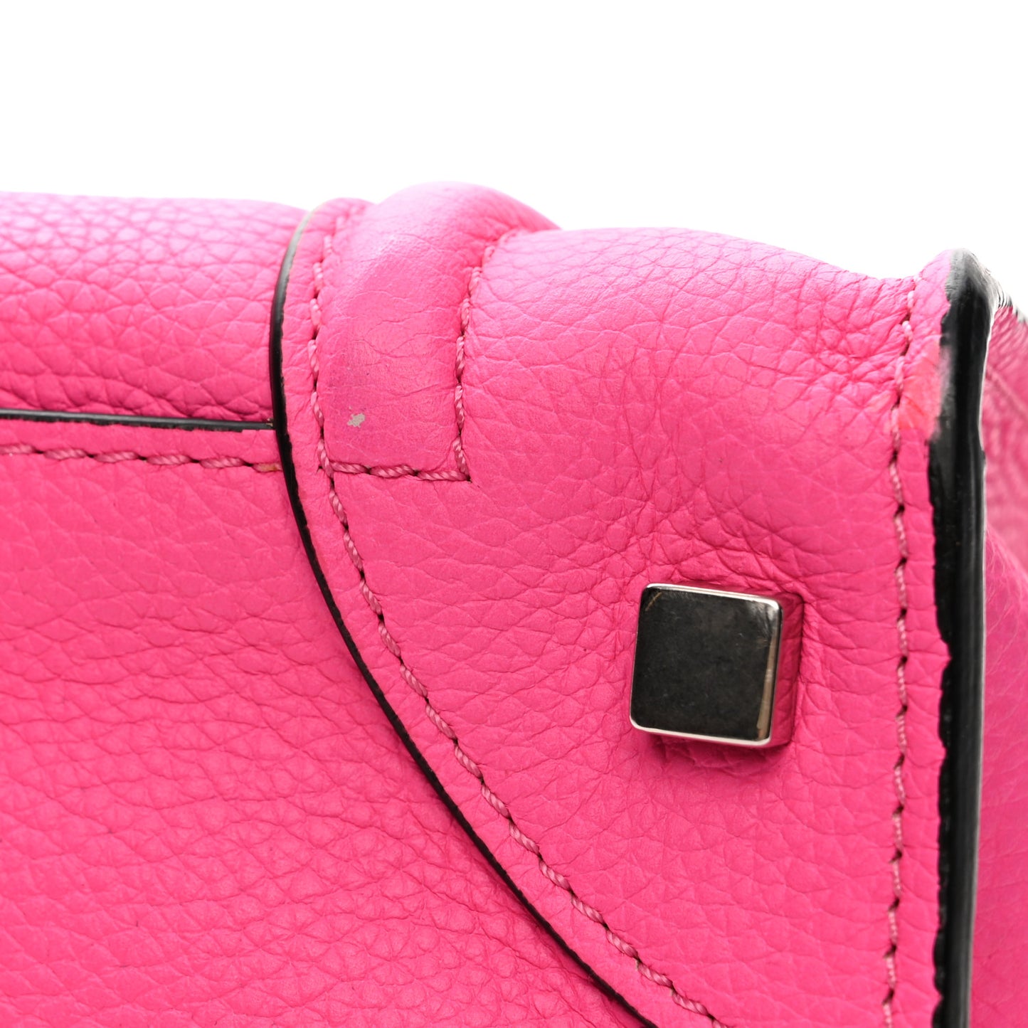 Drummed Calfskin Mini Luggage Fluo Pink
