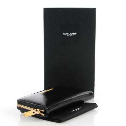 Saint Laurent Patent Grain De Poudre Classic Letters Zip Around Wallet Black 4 of 6