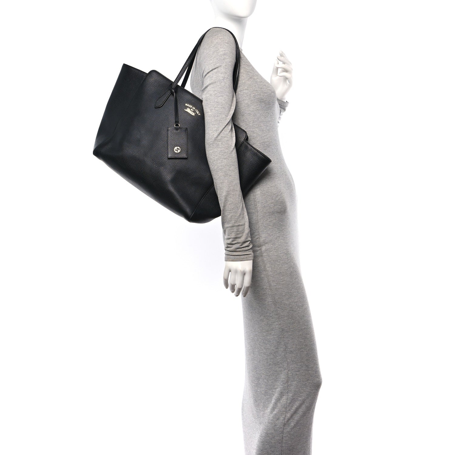 Gucci Pebbled Calfskin Medium Swing Tote Black 2 of 9