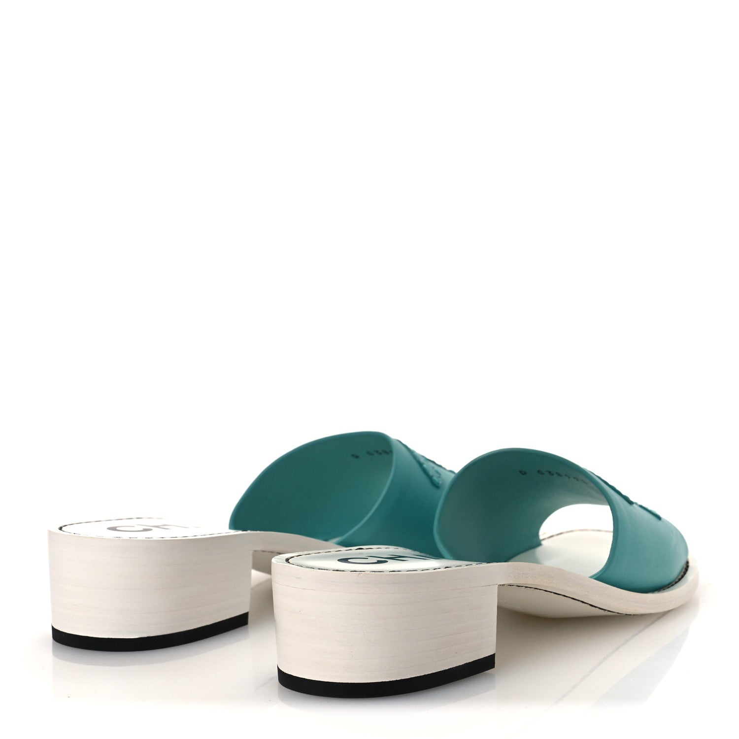 Chanel Calfskin CC Mules 38.5 Turquoise White 5 of 12