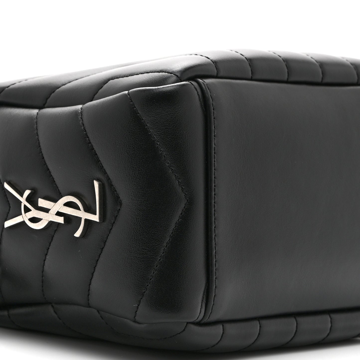 Calfskin Y Quilted Monogram Small Loulou Bowling Bag Black