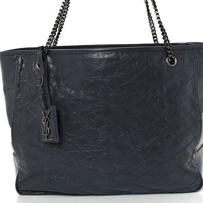 Saint Laurent Crinkled Calfskin Matelasse Monogram Large Niki Shopping Tote Bag Grey 8 of 10