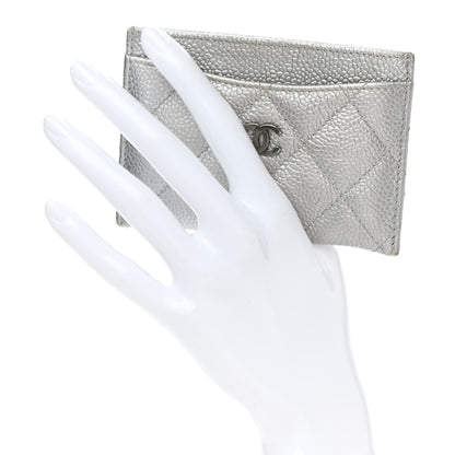 Chanel Metallic Caviar Quilted Card Holder Silver 2 of 9