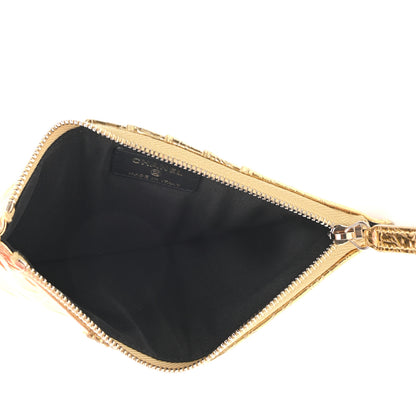 Chanel Metallic Calfskin Crocodile Embossed Cocodile Classic Flat Wallet Pouch Gold 5 of 7