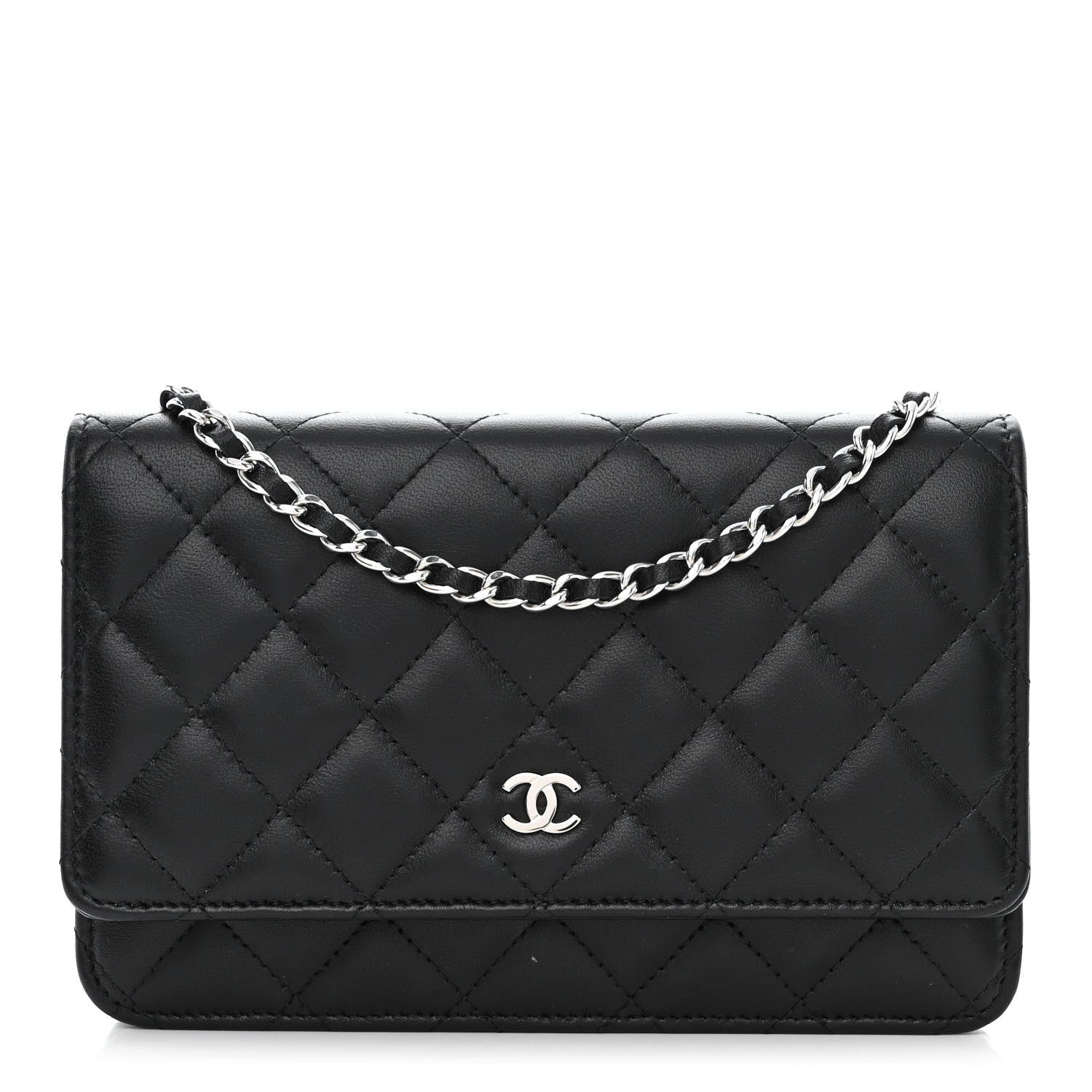 Chanel Lambskin Quilted Wallet On Chain WOC Black 1 of 12