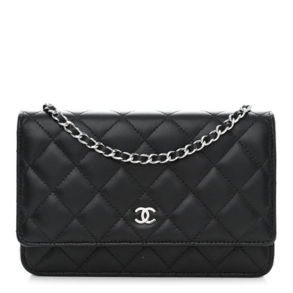 Chanel Lambskin Quilted Wallet On Chain WOC Black 1 of 12