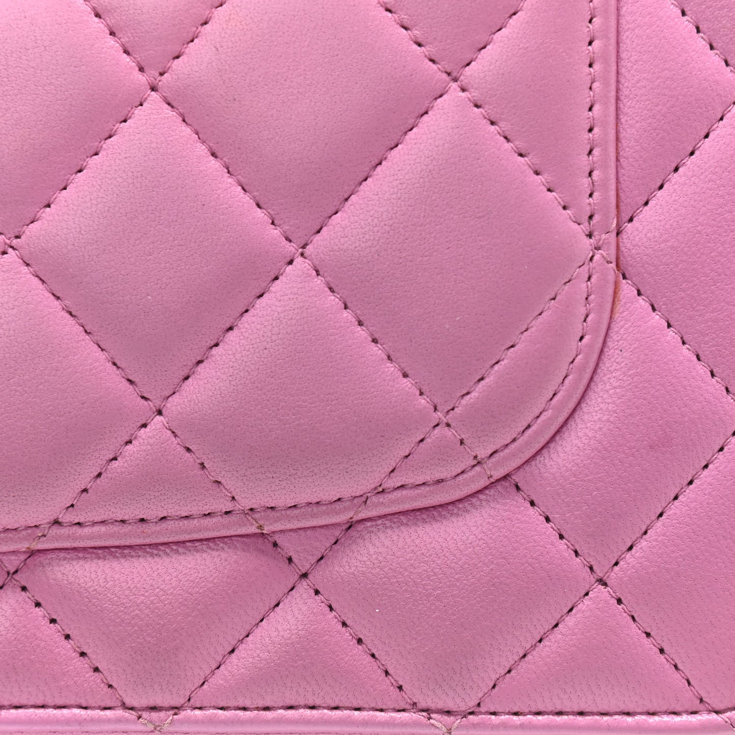 Lambskin Quilted Wallet On Chain WOC Purple