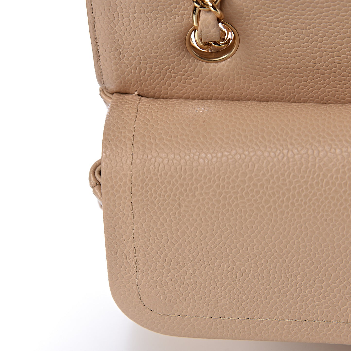 Caviar Quilted Medium Double Flap Beige Clair