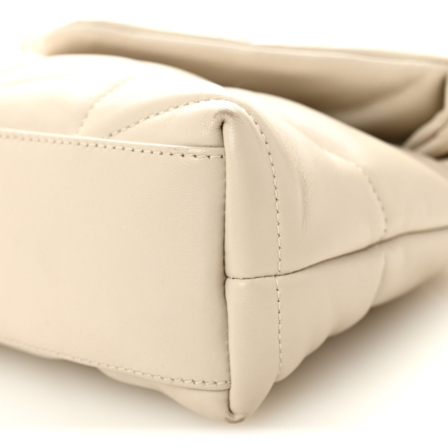 Lambskin Quilted Toy Loulou Puffer Monogram Chain Satchel Crema Soft