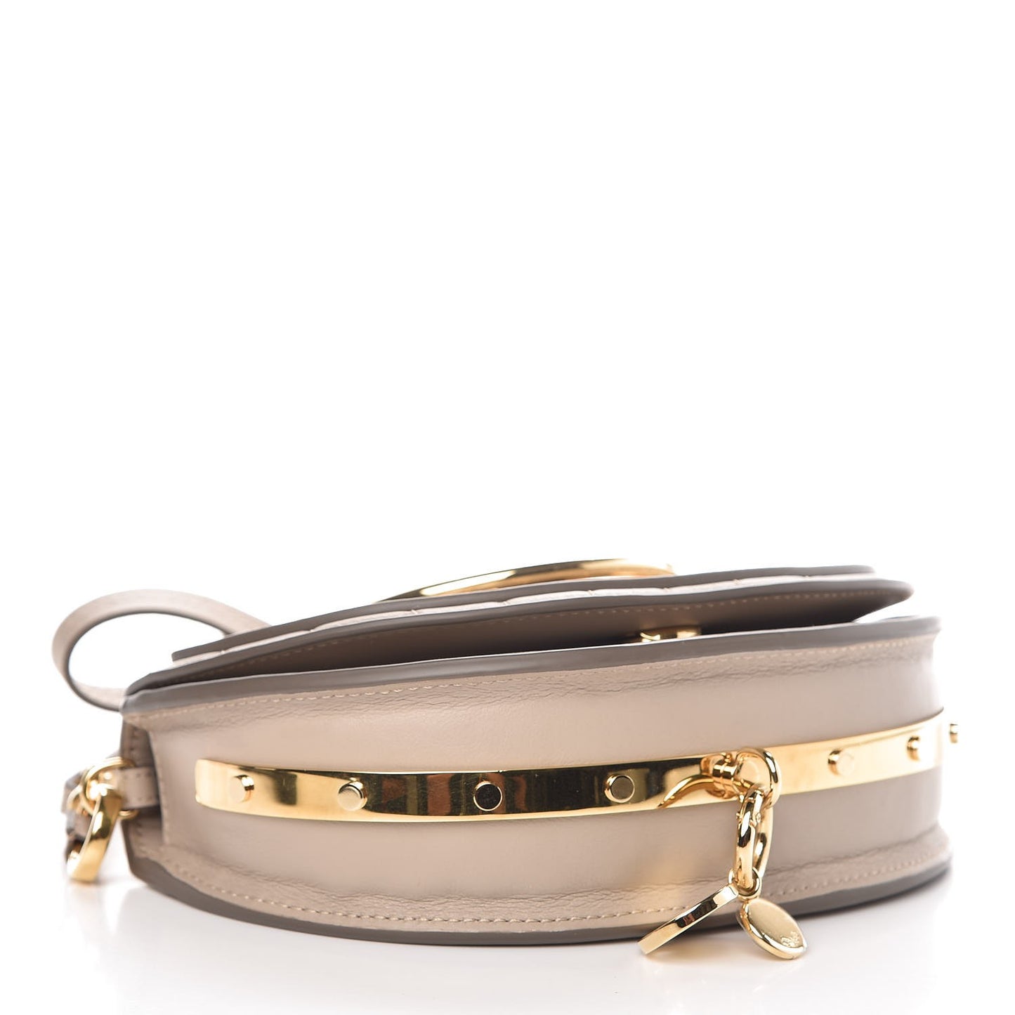 Calfskin Lambskin Quilted Studded Nile Bracelet Minaudiere Bag Small Pastel Grey