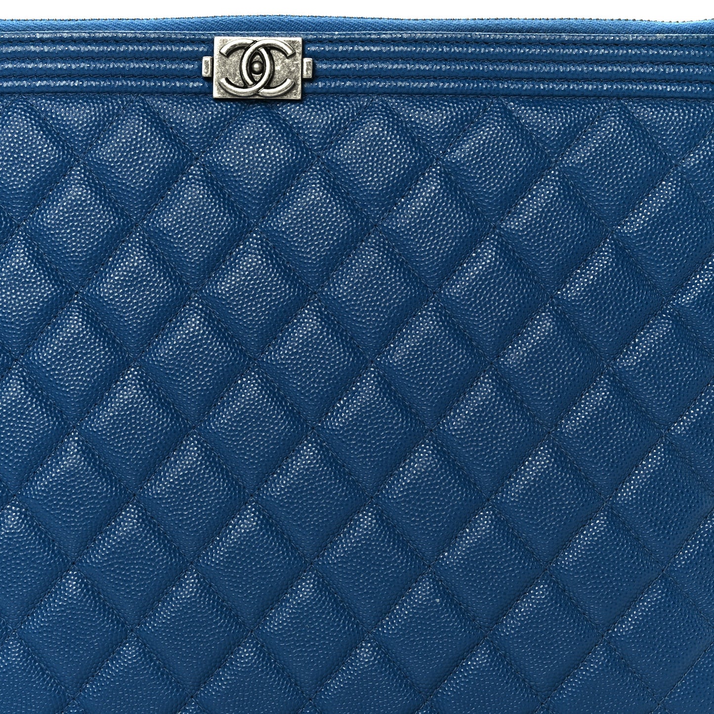 Caviar Quilted Medium Boy Cosmetic Case Blue