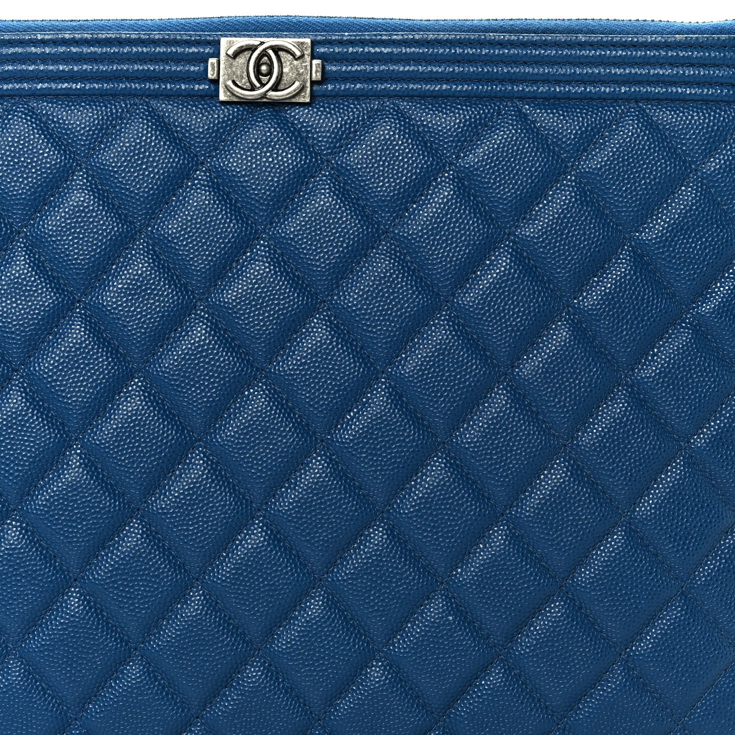 Chanel Caviar Quilted Medium Boy Cosmetic Case Blue 8 of 8