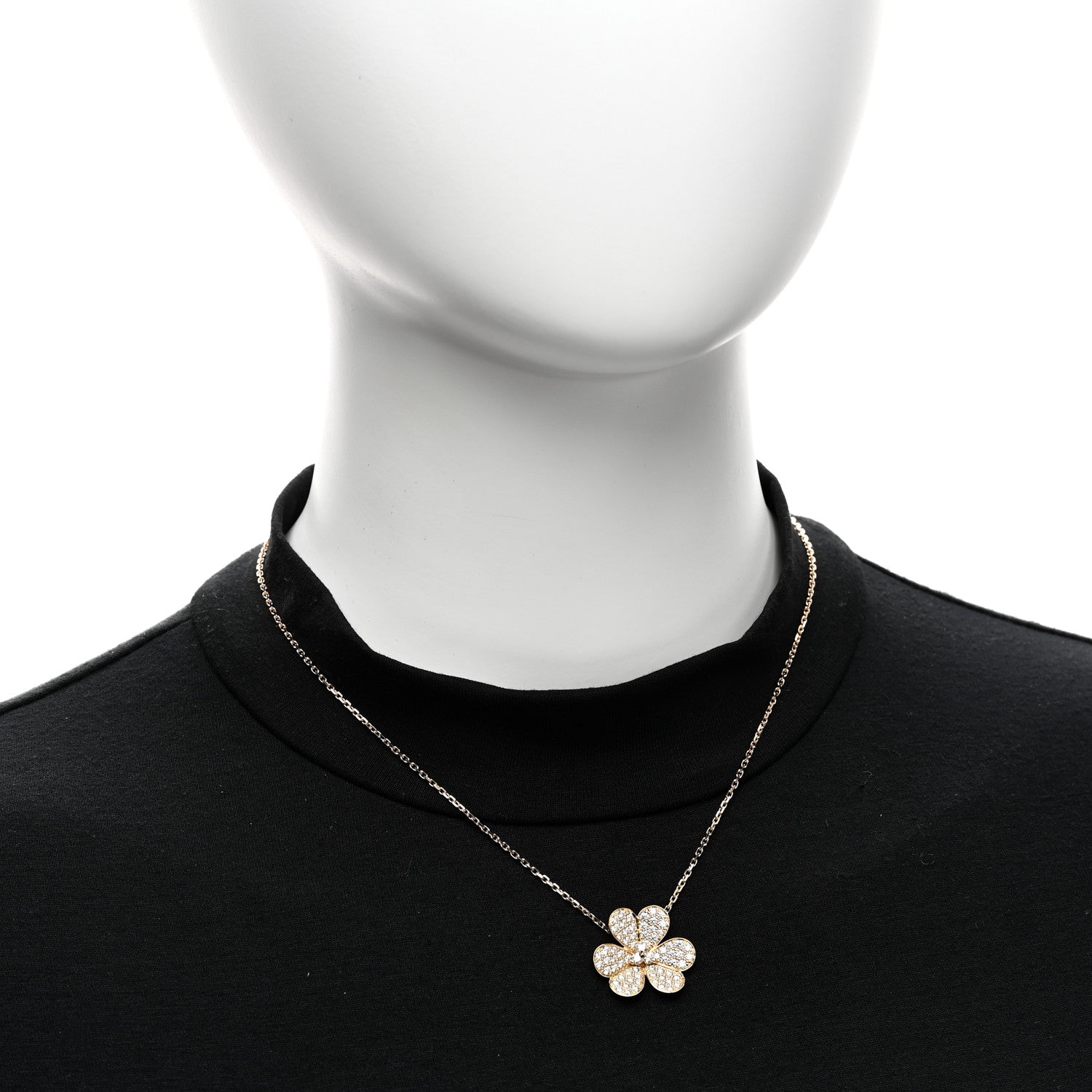 Van Cleef & Arpels 18K Yellow Gold Diamond Large Frivole Pendant Pave Necklace 2 of 6