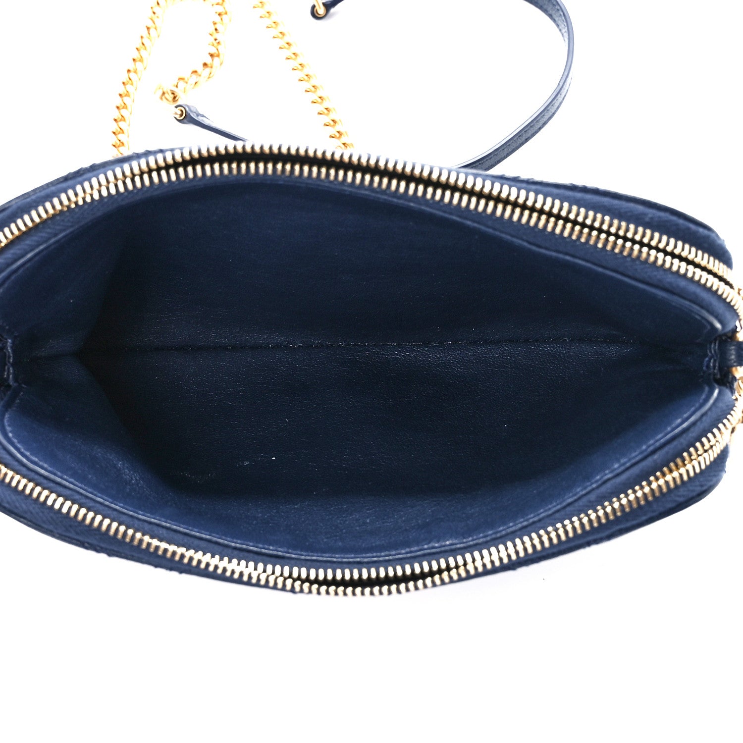 Saint Laurent Grained Lambskin Quilted Mini Becky Double Zip Bag Blue Charron 5 of 12