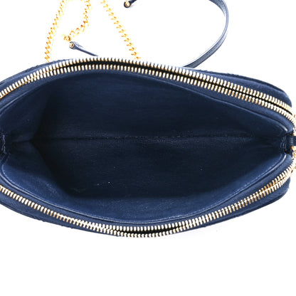 Saint Laurent Grained Lambskin Quilted Mini Becky Double Zip Bag Blue Charron 5 of 12