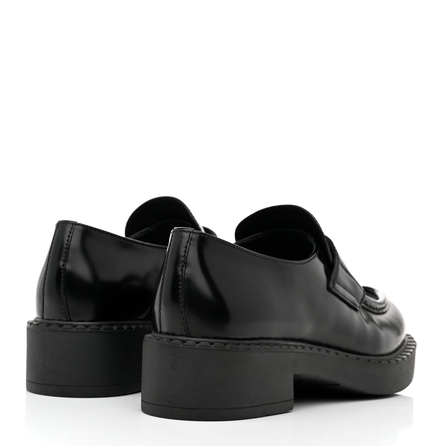Prada Spazzolato Metal Triangle Logo 50mm Loafers 37 Black 4 of 9