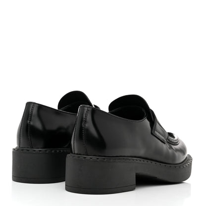 Prada Spazzolato Metal Triangle Logo 50mm Loafers 37 Black 4 of 9
