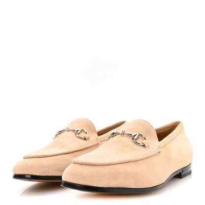 Gucci Suede Horsebit Womens Jordaan Loafers 37 Pink Sand 4 of 9